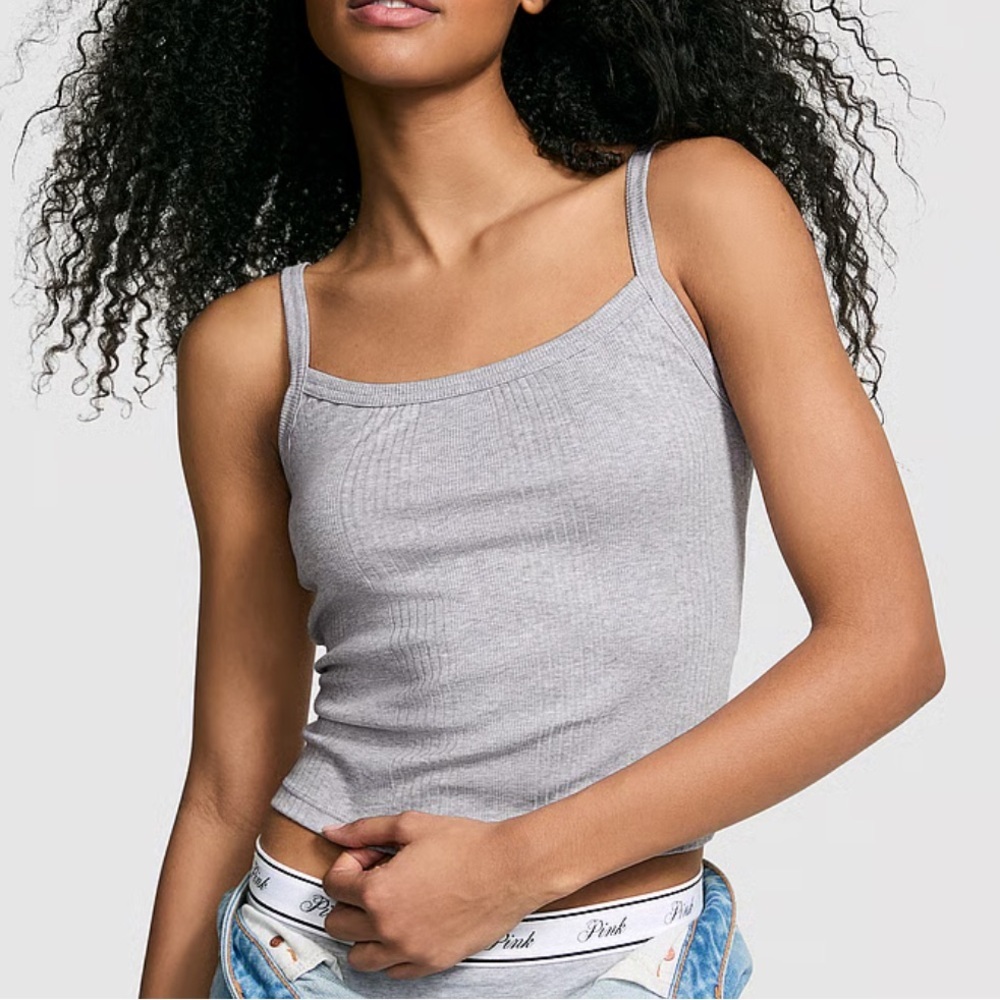 Victoria’s Secret PINK Gray Ribbed Tank Top